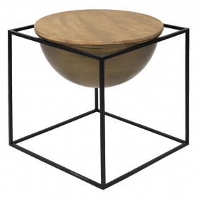 250677 Side Table 53x53x55 cm Brown Black Iron Wood