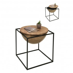250677 Side Table 53x53x55 cm Brown Black Iron Wood