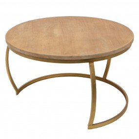 250679 Side Table Ø 62x37 cm Brown Iron Wood