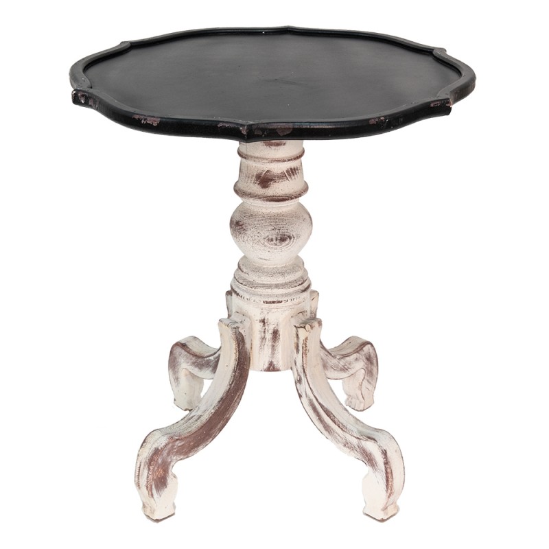 5H0539 Side Table Ø 66x75 cm Black White Wood Round