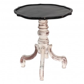 25H0539 Side Table Ø 66x75 cm Black White Wood Round