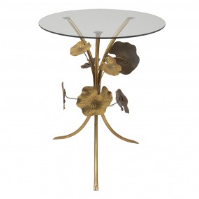 25Y1068 Side Table Ø 60x76 cm Gold colored Metal Glass