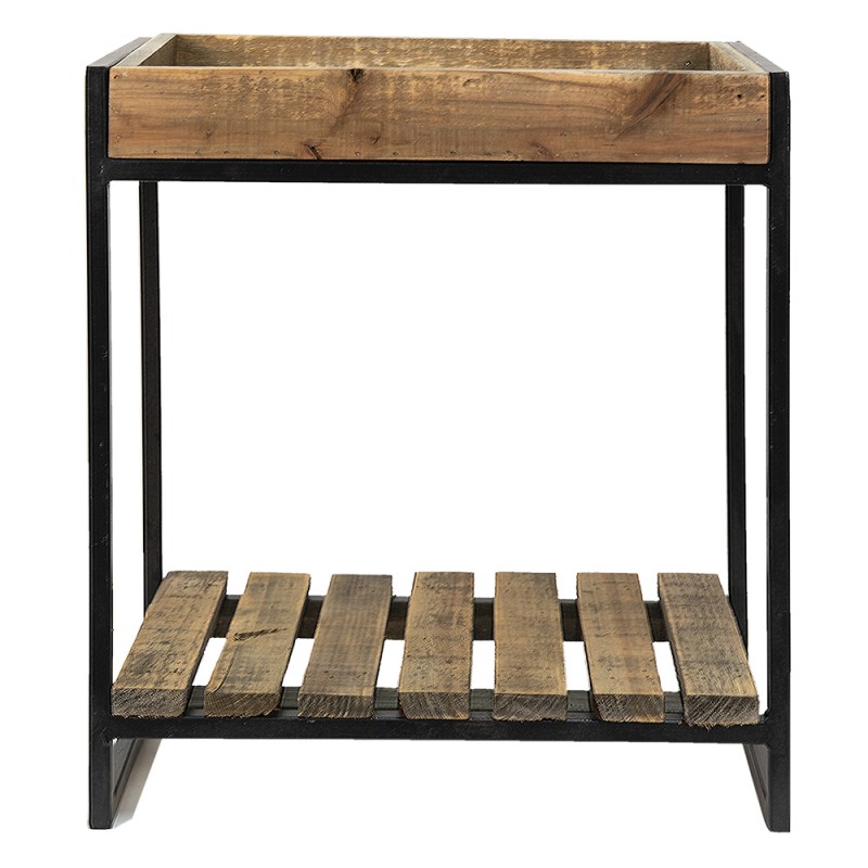 65095 Side Table 40x22x43 cm Brown Black Wood Plant Table