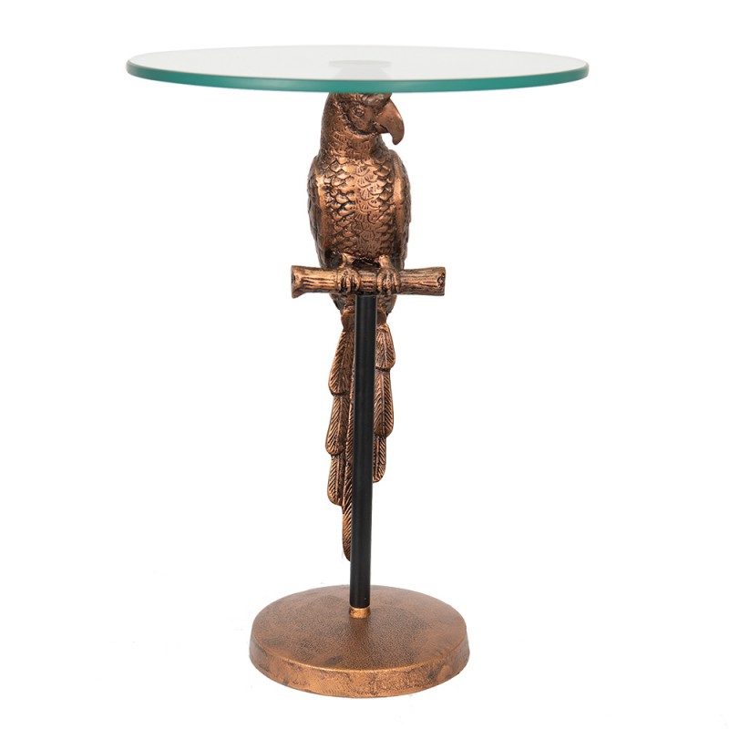 6AL0059 Side Table Parrot Ø 38x53 cm Copper colored Glass