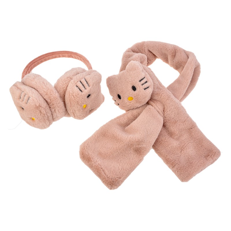 MLSCEW0002P Set of Earmuffs and Scarf for Children Pink Polyester Round Kids' Ear Warmers