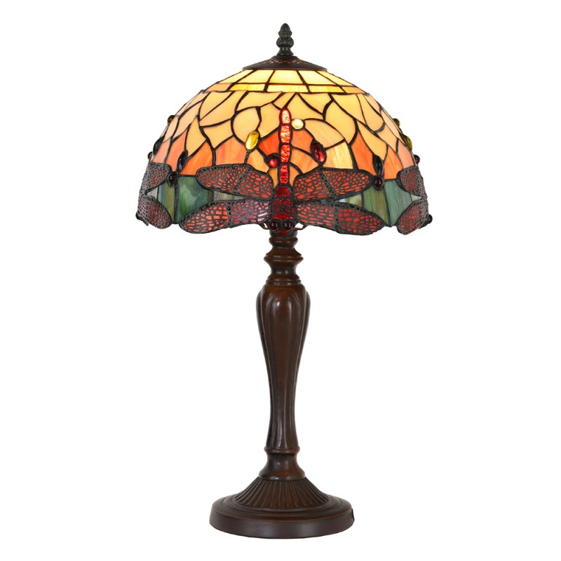 5LL-9347 Lampe de table Tiffany Libellule Ø 30x53 cm  Jaune Verre Plastique Lampe de bureau Tiffany
