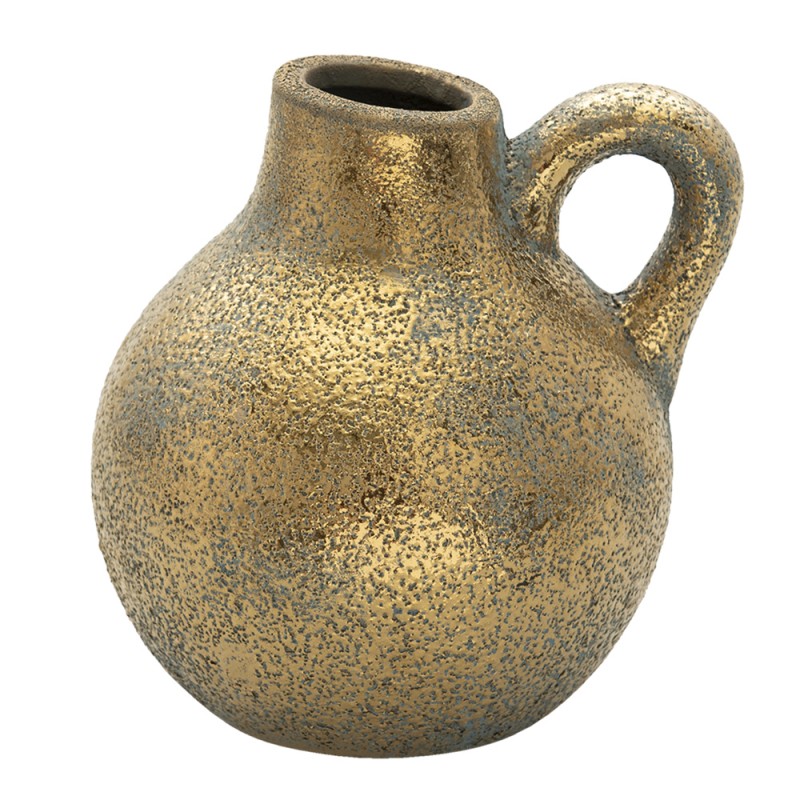 6CE1321 Vase 16x14x16 cm Goldfarbig Keramik Dekoration Vase