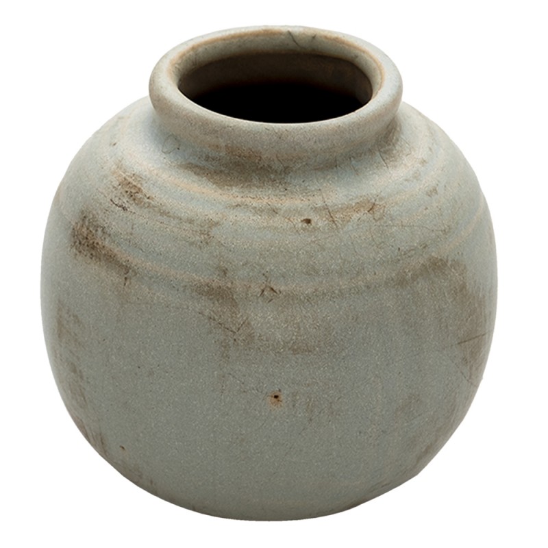 6CE1327 Vase 8 cm Beige Ceramic Round Decorative Vase