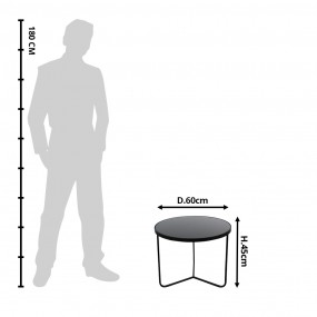 250529M Side Table Ø 60x45 cm Black Aluminium Round