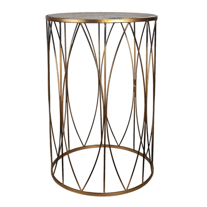 50546 Side Table Ø 40x60 cm Gold colored Iron Wood Round