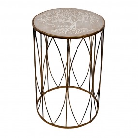 250546 Side Table Ø 40x60 cm Gold colored Iron Wood Round