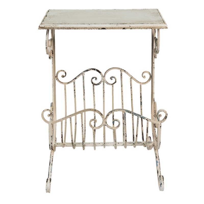 50604 Side Table 46x37x67 cm White Iron Wood Rectangle