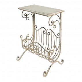 250604 Side Table 46x37x67 cm White Iron Wood Rectangle