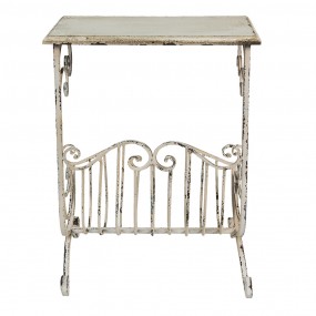 250604 Side Table 46x37x67 cm White Iron Wood Rectangle