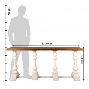 25H0513 Side Table 194x35x81 cm Brown Wood Rectangle Console Table