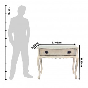 25H0530 Side Table 102x44x83 cm White Wood Rectangle Console Table