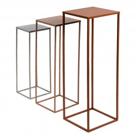 25Y0984 Side Table Set of 3 Pink Grey Iron Rectangle Plant Table