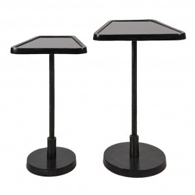 264857 Table d'appoint set de 2 35x35x56 cm Noir Verre Aluminium Table d'appoint
