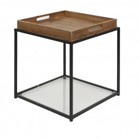 264965 Side Table 44x44x45 cm Brown Black Iron Wood Square
