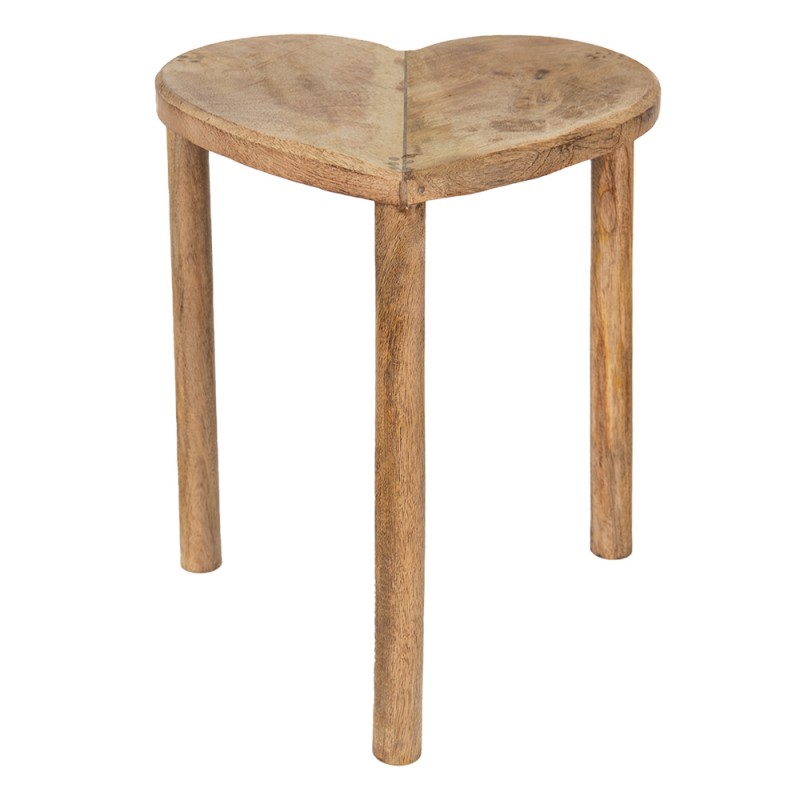 6H2160L Side Table Heart 39x34x40 cm Brown Wood Plant Table