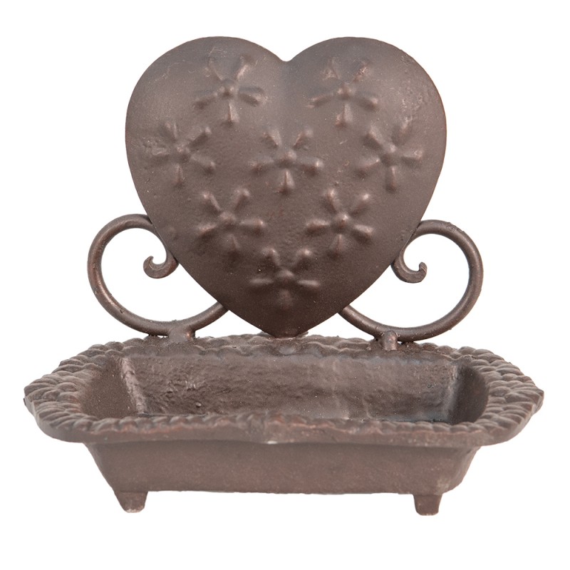 6Y4734 Soap Dish 16x11x13 cm Brown Iron Heart Soap Holder