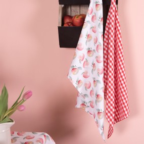 2APY42 Asciugamani da cucina 50x70 cm Rosso Bianco  Cotone Mela Asciugamano da cucina