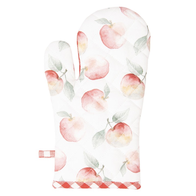 APY44 Oven Mitt 18x30 cm Red White Cotton Apples Oven Glove
