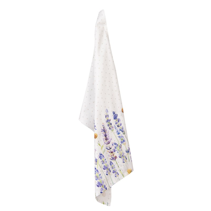 LF42 Tea Towel  50x70 cm Purple White Cotton Lavender Kitchen Towel