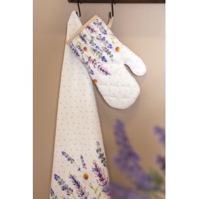 2LF42 Tea Towel  50x70 cm Purple White Cotton Lavender Kitchen Towel