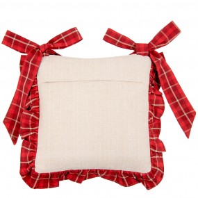 2NOC25 Chair Cushion Cover 40x40 cm Red Cotton Reindeers Square Christmas Pillow