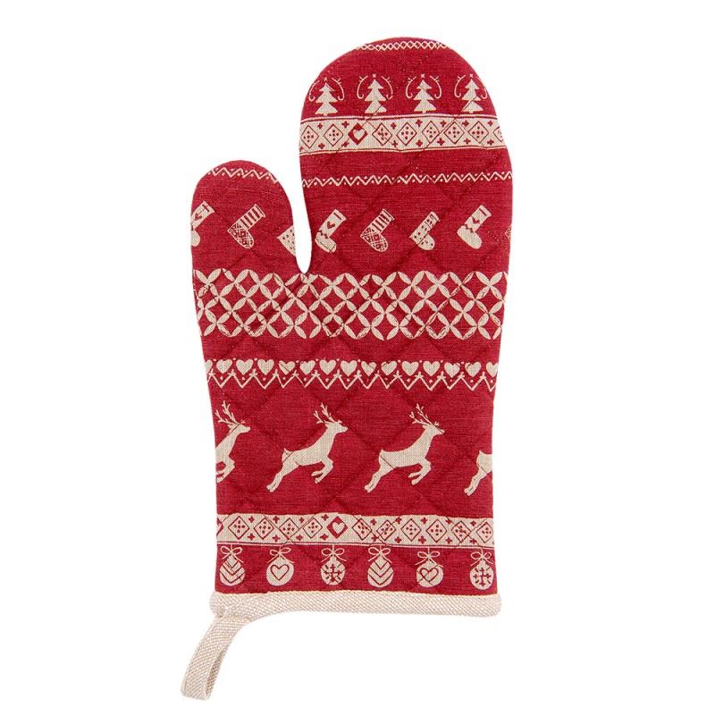 NOC44-2 Oven Mitt 16x30 cm Red Cotton Christmas Oven Glove