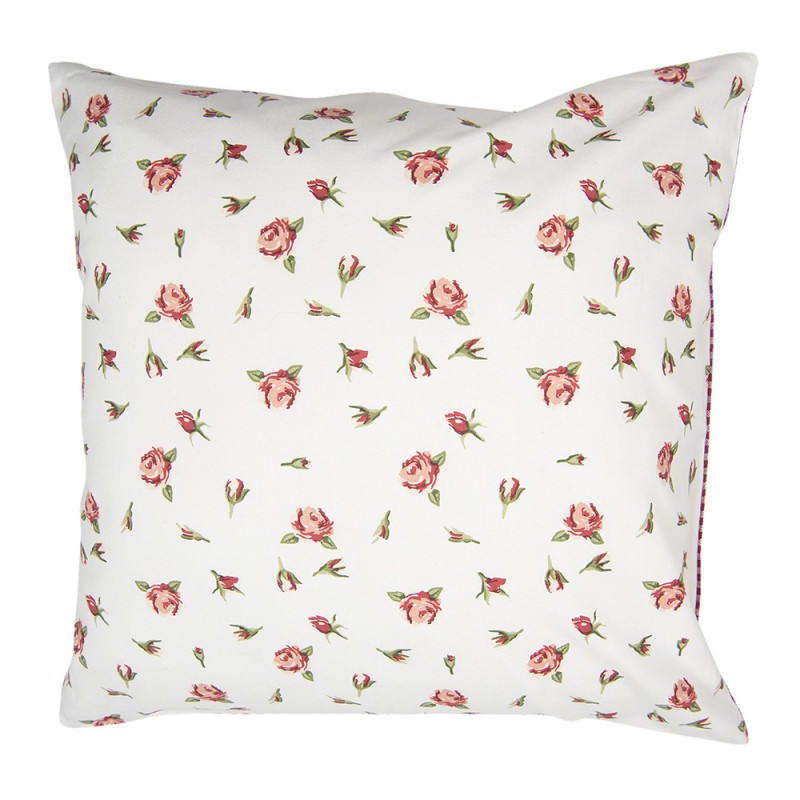 ROR21 Cushion Cover 40x40 cm Red White Cotton Roses Square Pillow Cover
