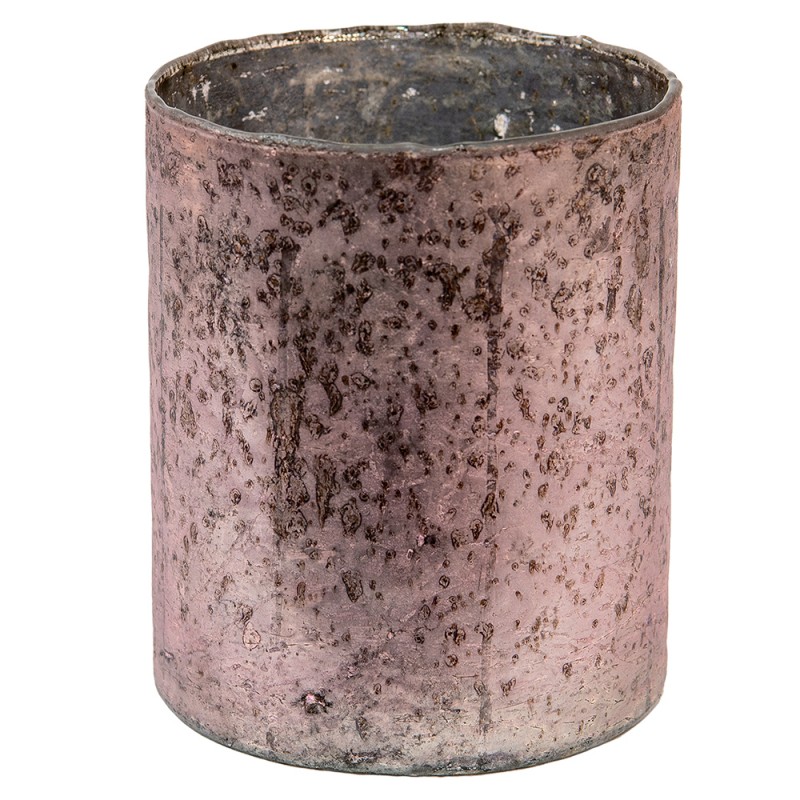 6GL3599 Tealight Holder Ø 13x15 cm Pink Glass Round Tea-light Holder