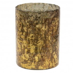26GL3615 Tealight Holder Ø 15x20 cm Gold colored Brown Glass Round Tea-light Holder