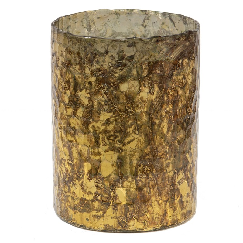 6GL3615 Tealight Holder Ø 15x20 cm Gold colored Brown Glass Round Tea-light Holder