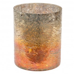 26GL3620 Tealight Holder Ø 13x16 cm Copper colored Glass Round Tea-light Holder