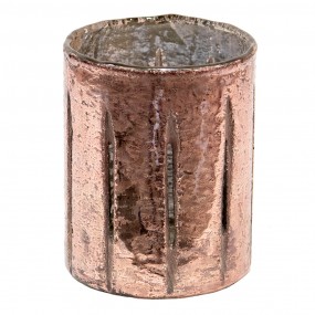 26GL3628 Tealight Holder Ø 9x11 cm Pink Glass Round Tea-light Holder
