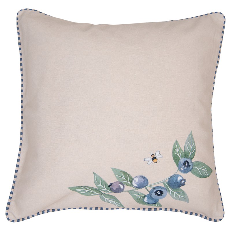 BBF21 Cushion Cover 40x40 cm Beige Cotton Blueberries Pillow Cover