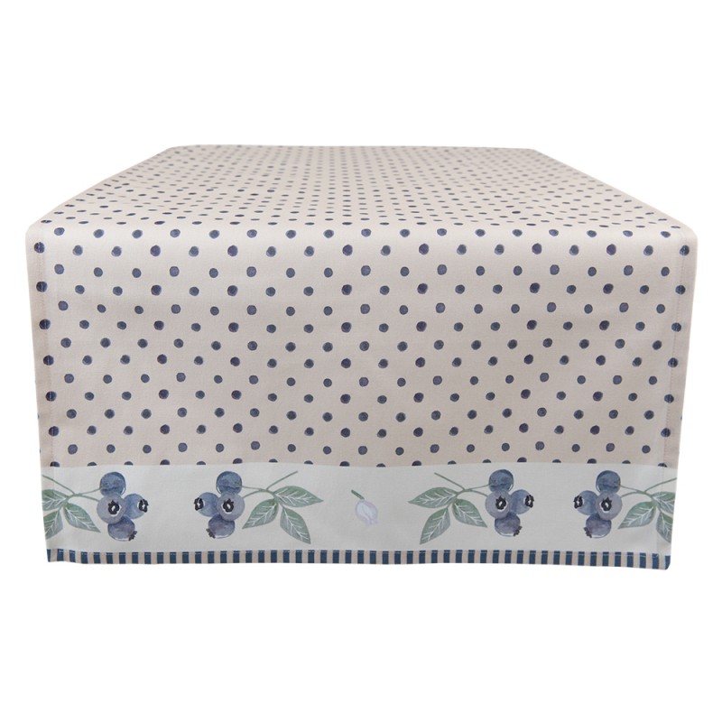 BBF64 Table Runner 50x140 cm Beige Blue Cotton Blueberries Rectangle Tablecloth