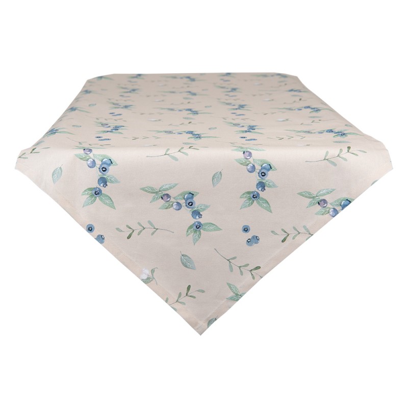 BBF65 Table Runner 50x160 cm Beige Blue Cotton Blueberries Tablecloth