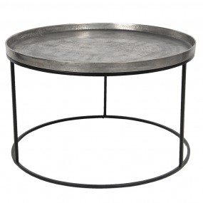 250423L Coffee Table Ø 80x48 cm Silver colored Aluminium Round Side Table