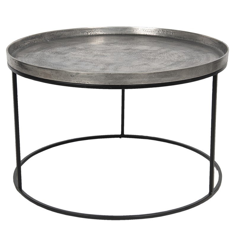 50423L Table basse Ø 80x48 cm Couleur argent Aluminium Rond Table d'appoint