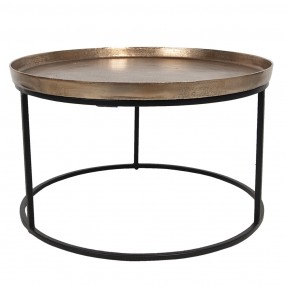 250423S Coffee Table Ø 60x35 cm Brown Aluminium Round Side Table