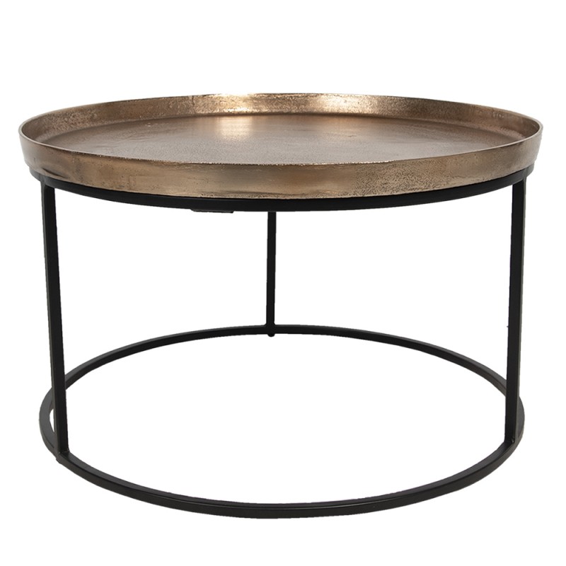 50423S Coffee Table Ø 60x35 cm Brown Aluminium Round Side Table