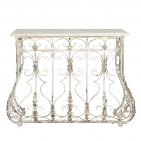 250433 Side Table 126x44x96 cm White Iron Wood Rectangle Console Table