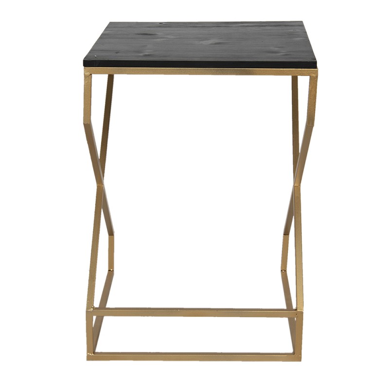 50464 Side Table 40x40x55 cm Gold colored Iron Wood Square Plant Table