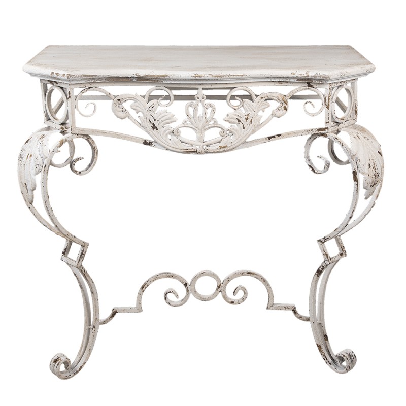 50505 Side Table 86x44x81 cm White Wood Iron Console Table