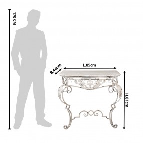 250505 Side Table 86x44x81 cm White Wood Iron Console Table