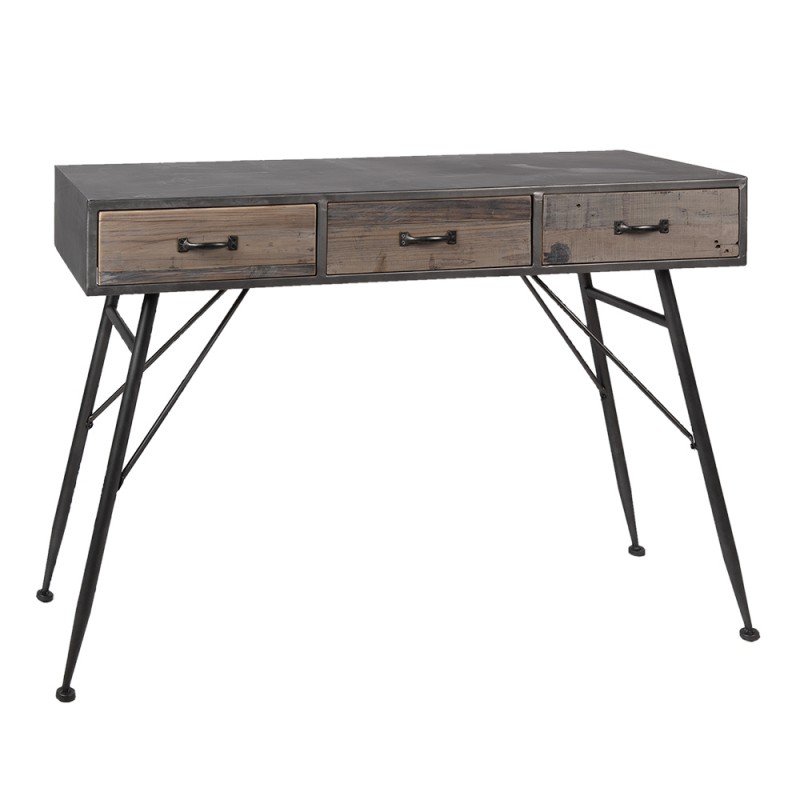 50516 Side Table 116x40x80 cm Grey Iron Wood Rectangle Console Table