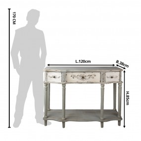 25H0483 Side Table 120x38x85 cm Grey Wood Console Table